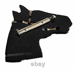Black BAKELITE Horse Head Wearing Bridle Equestrian Vintage Pin Brooch 3 Inches