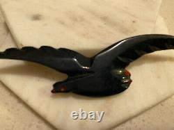 Black Bird Bakelite Authentic 1940s Large Pin Brooch Vintage
