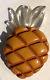 Chunky Vintage Carved Butterscotch Bakelite Pineapple With Lucite Stems Pin
