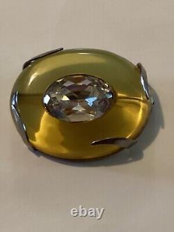 Collectible Rare Large Genuine Bakelite Estate Brooch in Apple Juice