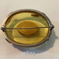 Collectible Rare Large Genuine Bakelite Estate Brooch in Apple Juice