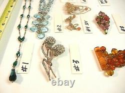 EXC LOT of 11 VTG Jewelry PCS NECKLACES, PINS, HASKELL, PENNINO, BAKELITE