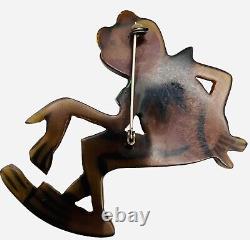 Early BAKELITE Huge Bear Or Frog Figural Painted Vintage Brooch Pin RARE
