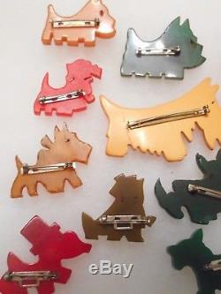FABULOUS COLLECTION of 19 Vintage CARVED BAKELITE DOG PINS Pin LOT