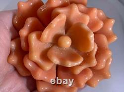 Flower 3D Coral Huge Vintage Bakelite Pin Brooch V-2910