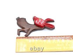 Fun Bakelite Red dyed Catalin Wood Donkey brooch Stk#BKL428