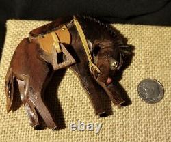 Giant Vintage Bakelite Era Carved Wood Western Horse Folk Art Brooch Pin