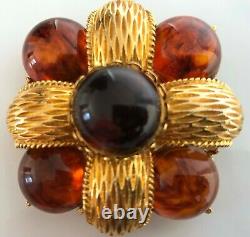Gorgeous CADORO Signed Vintage Bakelite Faux Tortoise Shell Brooch, Pin, Jewelry