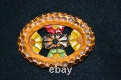 Gorgeous Vintage BAKELITE Carved & Over dyed big Flower Pin Brooch Guaranteed
