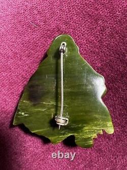 Green Buddah bakelite pin brooch vintage