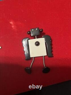 Guilemette L'hoir Paris Vintage pin brooch deco Designer Robot Reticulated