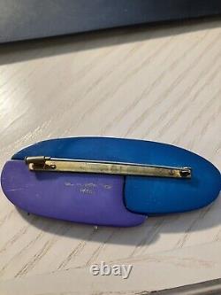 Guilemette L'hoir Paris Vintage pin brooch deco Teal Purple Designer French
