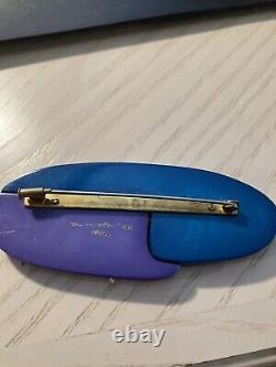 Guilemette L'hoir Paris Vintage pin brooch deco Teal Purple Designer French