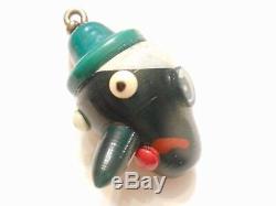 HARDEST TO FIND Bakelite VINTAGE 1940 Celluloid WITCH HEAD Zipper Pull PIN CHARM