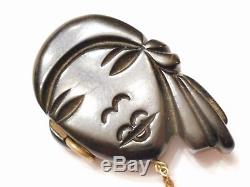 HARD TO FIND Vintage BAKELITE FORTUNE TELLER / GYPSY Lady FACE Charm PIN