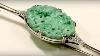 Jade And 0 03 Diamond 9 Ct White Gold Brooch Vintage Circa 1940 Ac Silver A5786
