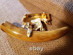 KENNETH JAY LANE RAJ ELEPHANT 4 Bakelite Rhinestone Gold Brooch Pin Vintage KJL