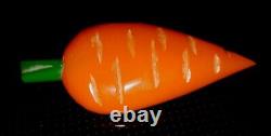 Karen Kronimus Artisan Bakelite Carrot Vintage Brooch Pin Orange Signed