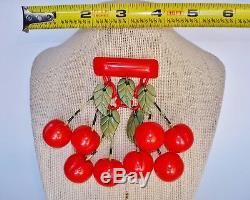 LARGE Vintage Cherry RED Tested BAKELITE Brooch Pin
