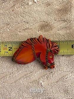 Large Antique Bakelite Horse Head Brooch Pin Excellent Wearable Condition
