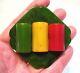 Large Bakelite Pin Brooch Green Butterscotch Red Vintage 2 Inches