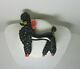 Large Carved Black Celluloid / Bakelite  Poodle Statement Pin / Brooch