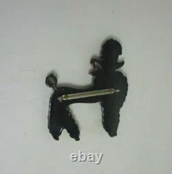 Large Carved Black Celluloid / Bakelite  Poodle Statement Pin / Brooch