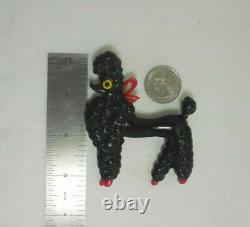 Large Carved Black Celluloid / Bakelite  Poodle Statement Pin / Brooch