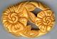 Large Deep Carved Yellow Cut Out Bakelite Flower Pin Brooch