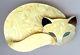 Lea Stein Paris Vintage Swirly Yellow & Black Sleeping Cat Pin Brooch