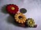 Long Large Vintage Carved Wood Painted Czech Flower PIn