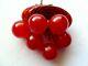Lovely Vtg Bakelite Bunch 6 Dangling Red Cherries On Tree Trunk Brooch/pin