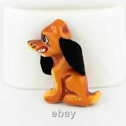 Martha Sleeper Bakelite Dog Brooch Overdyed Vintage Beagle Floppy Ear Carved Pin