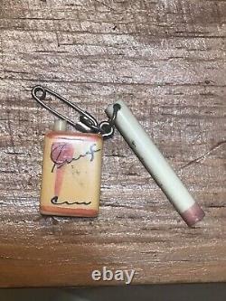 Martha Sleeper Vintage Bakelite Cigarette And Cigarette Pack Charm Pin Brooch