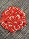 Mid century Carved Bakelite flower Vibrant red Pin/Brooch 3