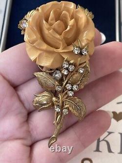 Miriam Haskell brooch Rose Bakelite flower Vintage Antique Early 1950s