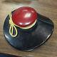 OLD Two Color BAKELITE CATALIN Black & RED HAT BROOCH Pin Shultz