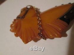 Old Vintage Retro Large Bakelite Butterscotch Equestrian Horse Brooch Pin