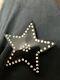Paris Vintage pin brooch deco Galalith Black Star Encrusted Rhinestones