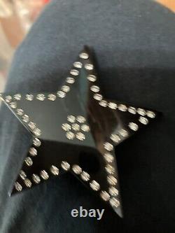 Paris Vintage pin brooch deco Galalith Black Star Encrusted Rhinestones