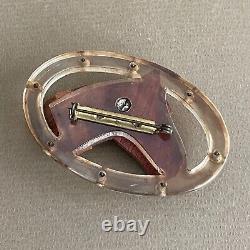 RARE Antique 1920s/30s Lucite and Carved Bakelite Horse Equestrian Brooch Pin