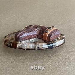 RARE Antique 1920s/30s Lucite and Carved Bakelite Horse Equestrian Brooch Pin