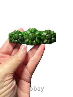 RARE Bakelite 1930's Green Floral Brooch