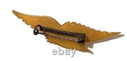 RARE Bakelite Tested Early 1900s Butterscotch Bird C Clasp Pin Brooch Vintage