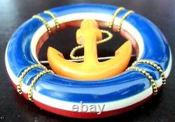 RARE Tri Colored BAKELITE Nautical Theme Anchor Vintage Pin Brooch