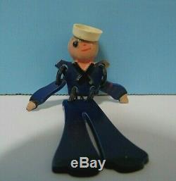RARE VTG. 1940's BAKELITE WWII SAILOR BUDDY SWEETHEART HAND-PAINTED PIN BROOCH