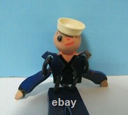 RARE VTG. 1940's BAKELITE WWII SAILOR BUDDY SWEETHEART HAND-PAINTED PIN BROOCH
