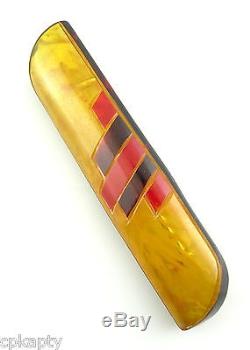 RARE Vintage 1930s Art Deco Geometric Marbled Apple Juice BAKELITE Brooch PIN