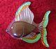 RARE Vintage Reverse Carved Painted Lucite Fish Pin Brooch Bakelite Era 1930's