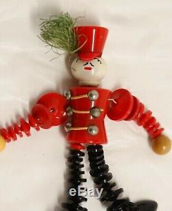 RARE Vtg BAKELITE PLASTIC TOY SOLDIER PIN Articulated Crib Toy Style Figural